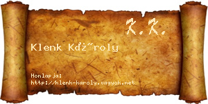 Klenk Károly névjegykártya